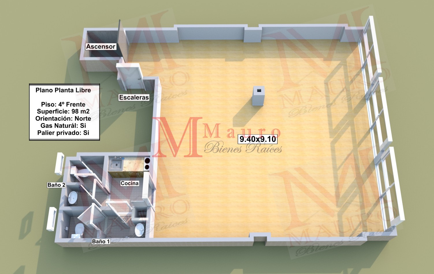 Oportunidad - Retiro - Piso Oficina al Frente Sup 98m2 u$s199.900